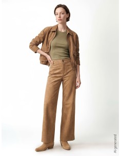 Pantaloni Palazzo In Simil Camoscio Sfumato Con Elastico Dietro Rin... 2