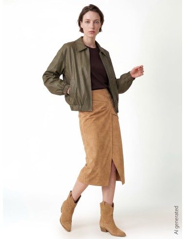 Giubbotto Bomber In Similpelle Effetto Leggermente Stropicciato Rin...