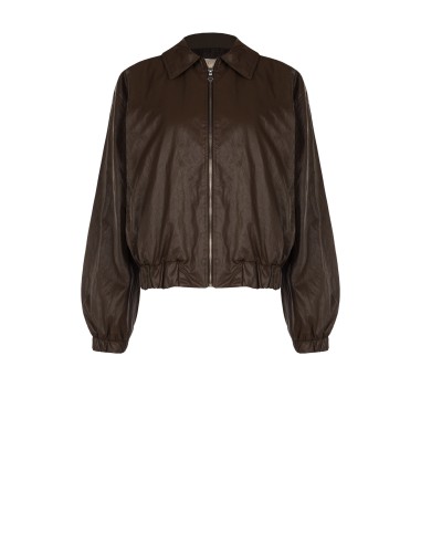 Giubbotto Bomber In Similpelle Effetto Leggermente Stropicciato Rin...