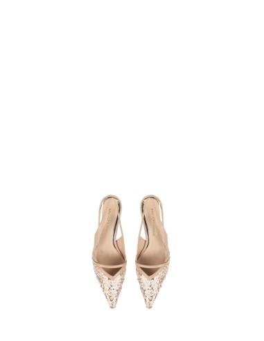Décolleté slingback revestido de lantejoulas com salto kitten Rinascimento