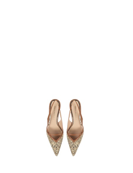 Décolleté Slingback coberto de lantejoulas com salto tipo kitten Rinascimento