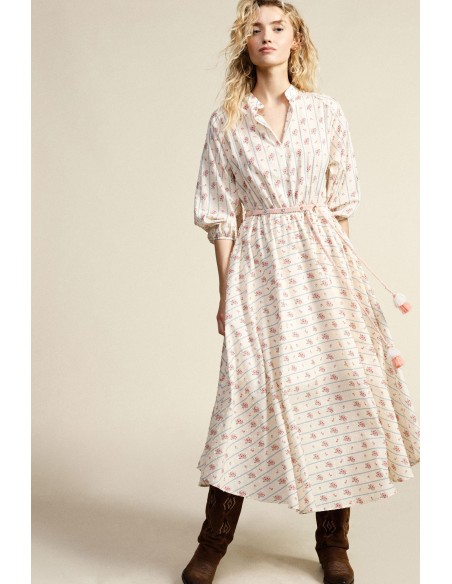 Vestido longo com estampa floral e cinto entrelaçado Dixie