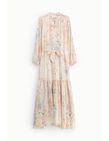 Vestido Longo com Estampa Floral e Cinto Dixie