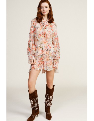 Vestido Curto Com Folhos E Estampa Floral Dixie