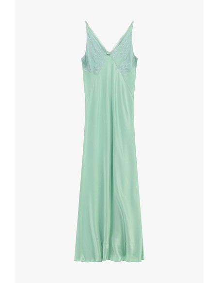 Vestido Longo Com Inserções Em Renda E Alças Finas Dixie