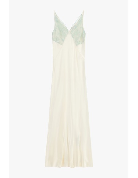 Vestido comprido com inserções em renda e alças finas Dixie