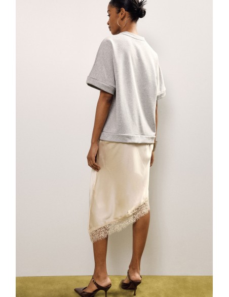 Vestido midi com mangas curtas e bainha assimétrica Dixie