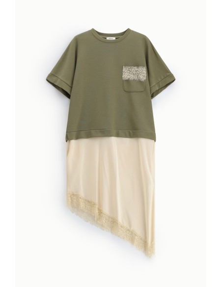 Vestido midi com mangas curtas e bainha assimétrica Dixie