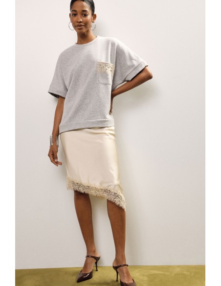 Vestido midi com mangas curtas e bainha assimétrica Dixie