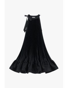 Vestido Curto Plissado com Detalhe de Laço Dixie