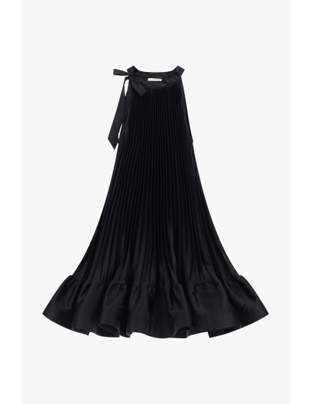 Vestido Curto Plissado com Detalhe de Laço Dixie