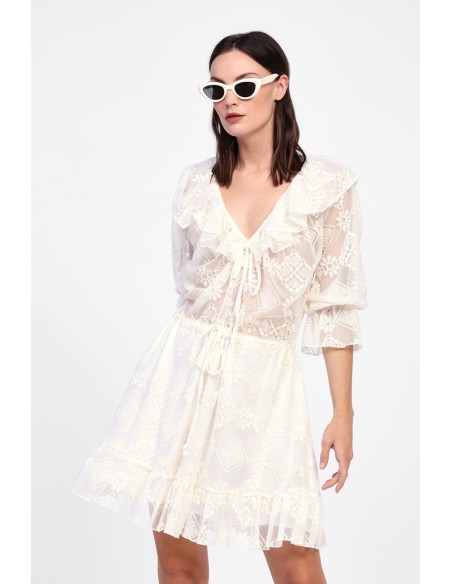Vestido Curto com Decote em V Dixie