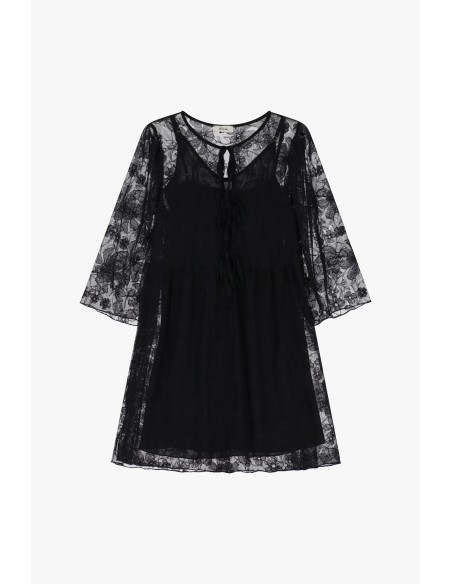 Vestido Curto com Motivo Floral Dixie