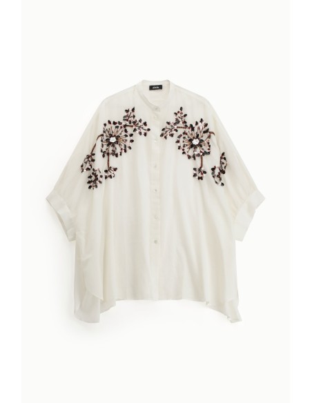 Camisa Oversize Com Bordados Florais Dixie