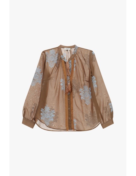 Camisa com bordados florais e mangas compridas Dixie