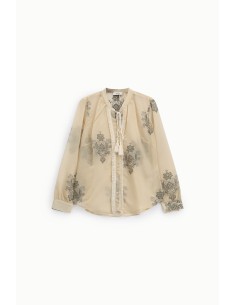 Camisa Com Bordados Florais E Mangas Compridas Dixie