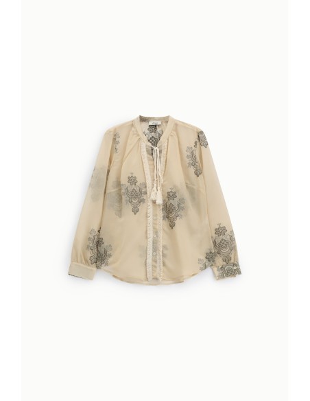 Camisa Com Bordados Florais E Mangas Compridas Dixie