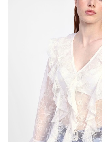 Camisa com folhos e mangas compridas Dixie