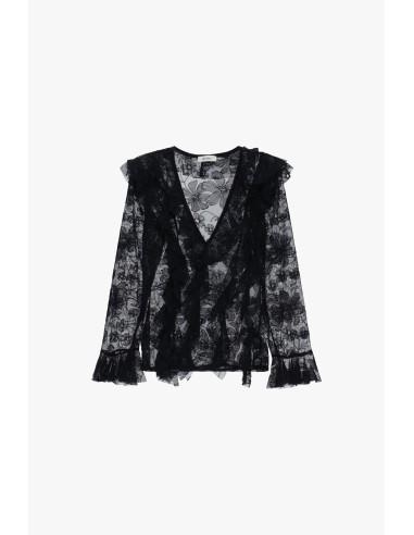 Camisa com folhos e mangas compridas Dixie