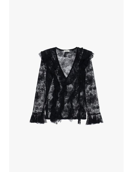 Camisa com folhos e mangas compridas Dixie