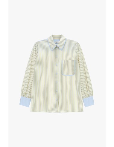 Camisa às riscas com bolso e punhos contrastantes Dixie