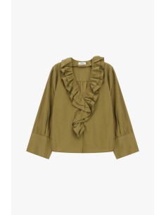 Blusa com decote de folhos e mangas compridas Dixie