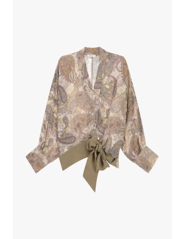 Blusa estampada paisley com laço lateral Dixie