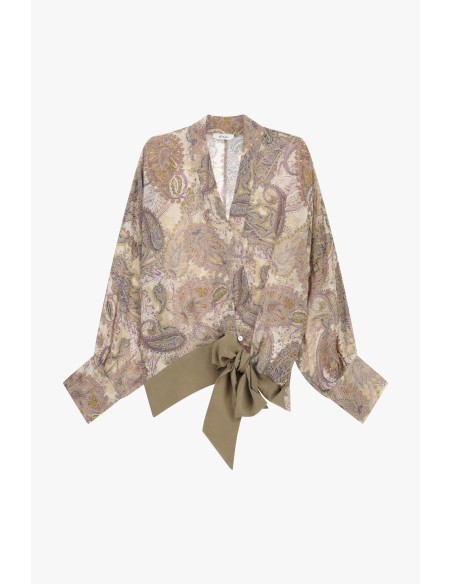 Blusa estampada paisley com laço lateral Dixie