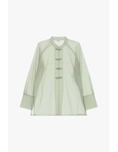 Blusa transparente com botões de nó e mangas compridas Dixie 2