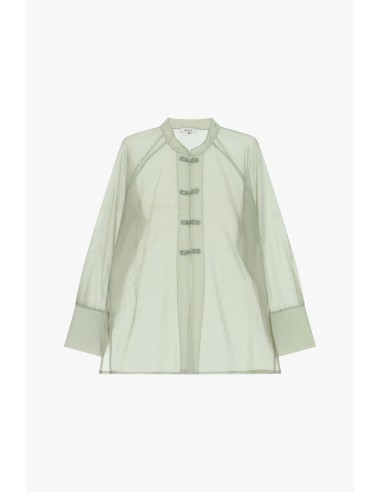 Camisa transparente com botões em nó e mangas compridas Dixie