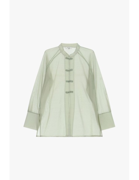 Camisa transparente com botões em nó e mangas compridas Dixie