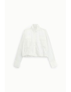 Camisa Cropped Con Bolsos Frontais E Colarinho Alto Dixie