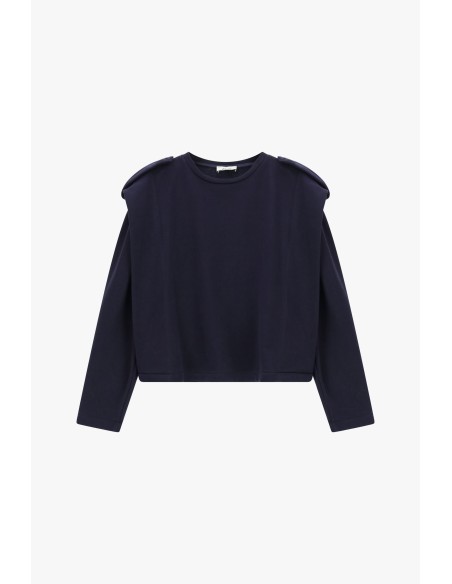Sweatshirt Gola Redonda Curta Com Ombros Estruturados Dixie