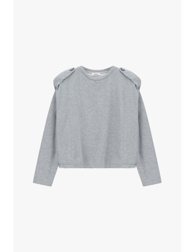 Camisola de gola redonda curta com ombros estruturados Dixie