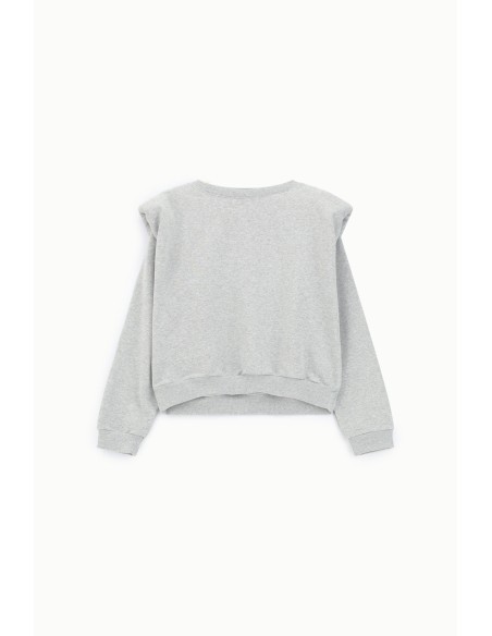 Sweatshirt Gola Redonda Ombros Estruturados Bainha Elástica Dixie