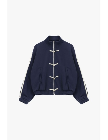 Casaco de felpa com fecho frontal e cordões decorativos Dixie