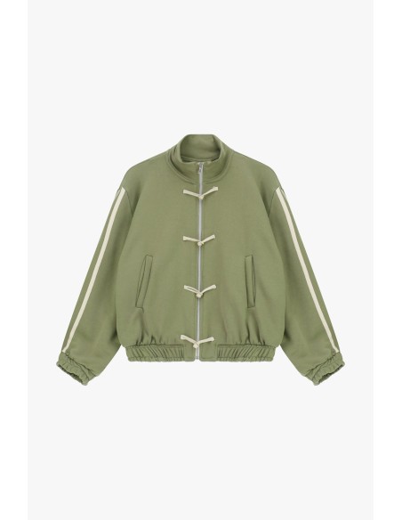 Sweat com fecho frontal e cordões decorativos Dixie