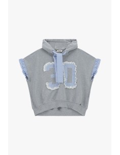 Sweat com Capuz Sem Mangas e Detalhes em Folhos Dixie