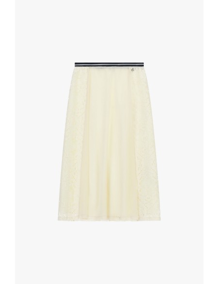 Saia midi com camada leve e detalhes delicados Dixie