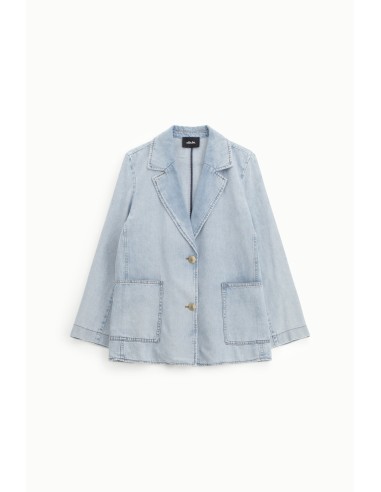 Blazer de ganga com botões e bolsos aplicados Dixie