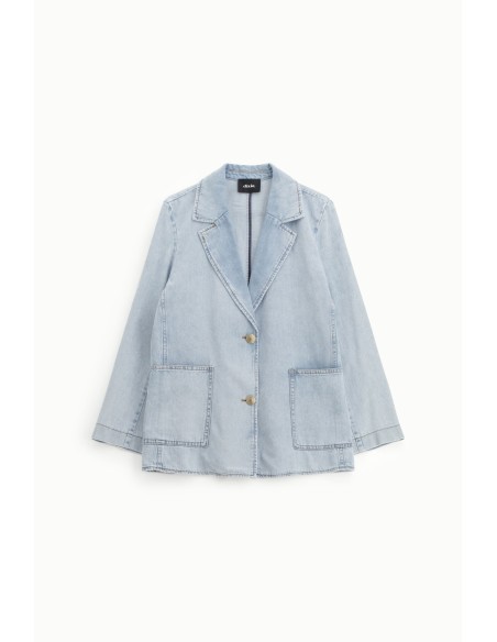 Blazer de ganga com botões e bolsos aplicados Dixie