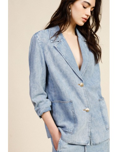 Blazer de Ganga com Botões e Bolsos Aplicados Dixie