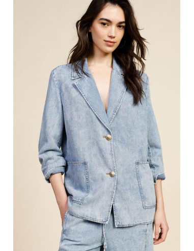 Blazer de Ganga com Botões e Bolsos Aplicados Dixie