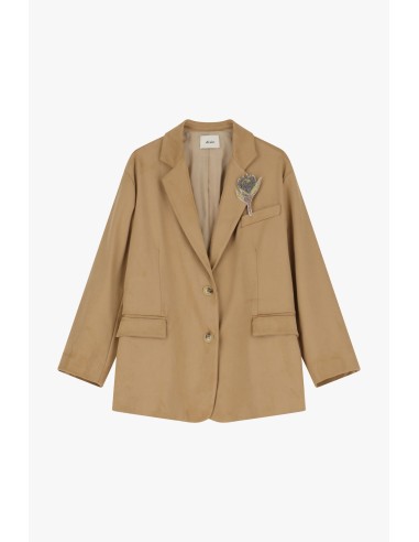 Blazer Efeito Camurça Com Colarinho E Bolsos Dixie