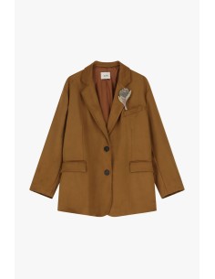 Blazer Efeito Camurça Com Colarinho E Bolsos Dixie