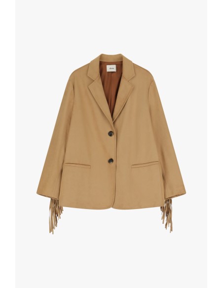 Blazer com efeito camurça, franjas e botões Dixie