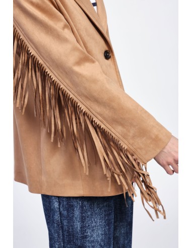 Blazer Efeito Camurça Com Franjas E Botões Dixie