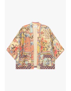 Casaco-Camisa Estampa Patchwork Corte Largo Dixie