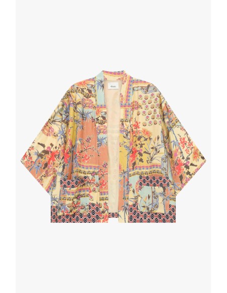 Casaco-Camisa Estampa Patchwork Corte Largo Dixie