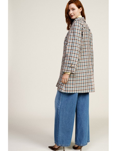 Casaco Xadrez com Botões Frontais e Bolsos Dixie